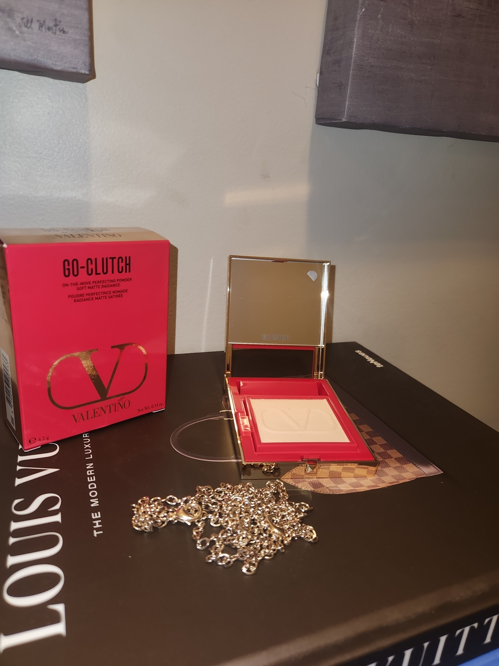 Valentino Go-Clutch Pressed Powder Compact in Bright Pink and Gold